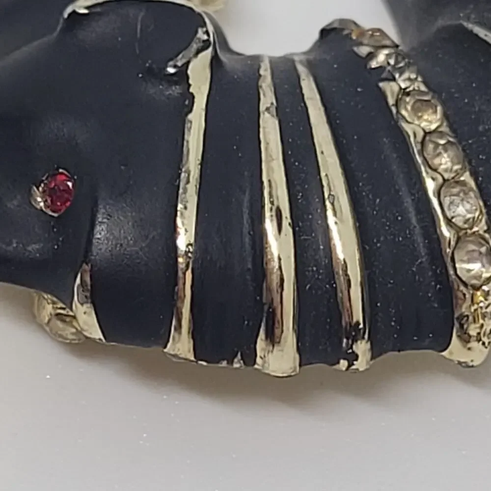 Vintage Luxe Blackamoor‎ Queen Brooch Retro Statement Enamel Rhinestone Pin